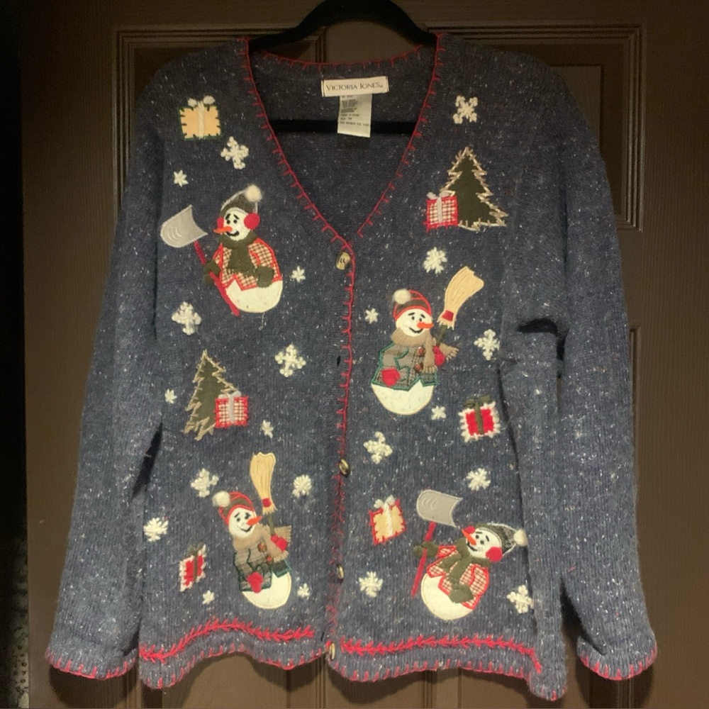 Victoria Jones Women’s Holiday Sweater Snowmen M